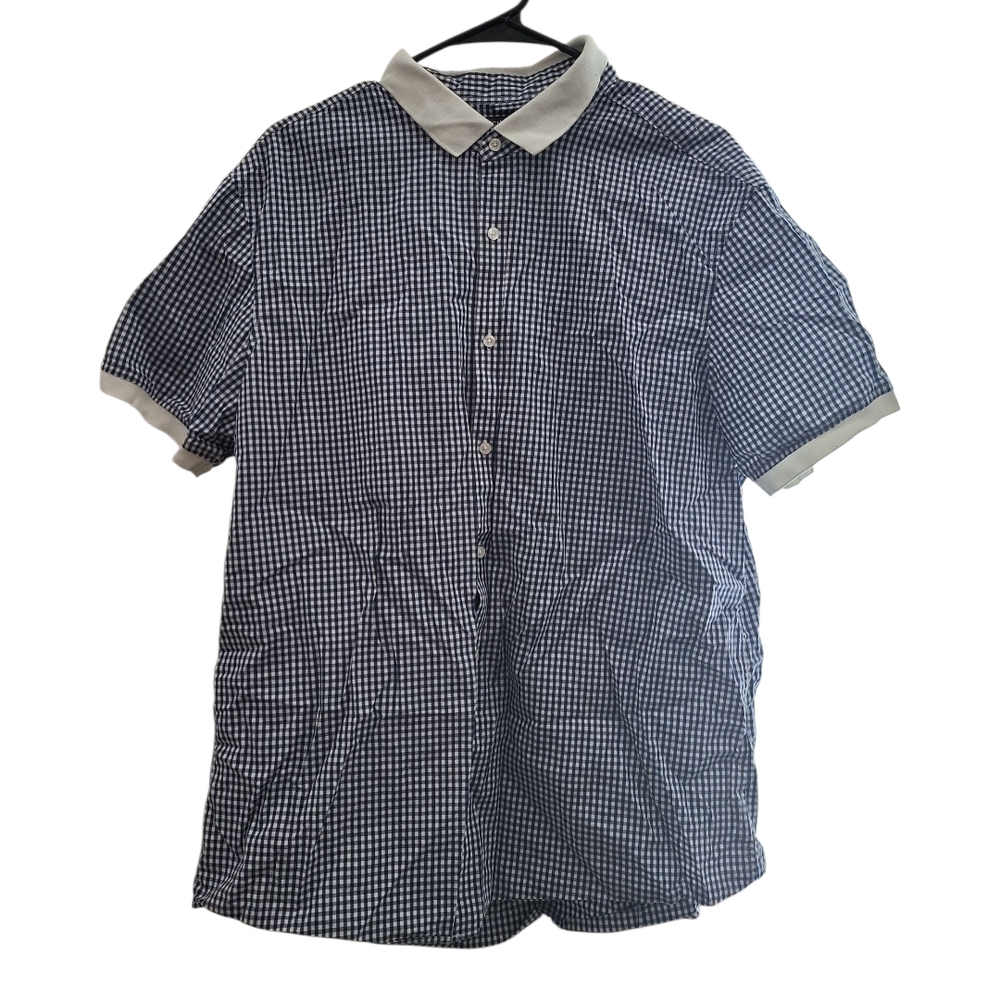Michael Kors Blue and White Casual Button Down Shirt